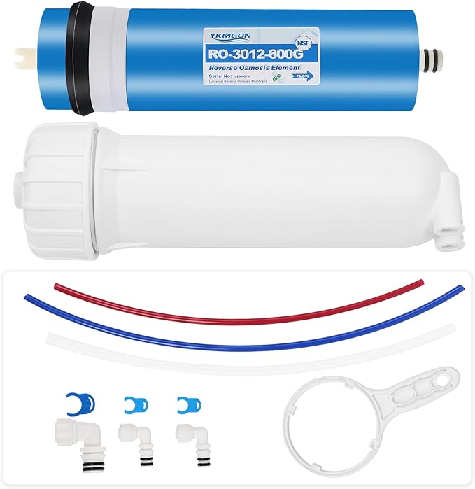 600GPD Reverse Osmosis Membrane Kit with RO Membrane Housing,Wrench,Quick-Connect Fittings,Check Valve and Water Pipe Replacement for Under Sink Home Drinking RO Water Filter System