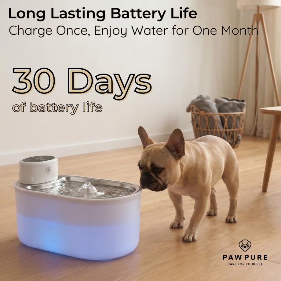 Cat Water Fountain Stainless Steel & Cordless Dog Water Fountain