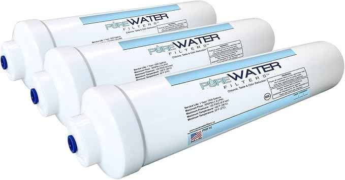Inline Water Filter For Refrigerators, Ice Makers, Coffee Makers, Water Fountains, Water Coolers, Sink Faucets, RV, Campers, and Boats - with 1/4" Quick-Connect Fittings (Pack of 3)