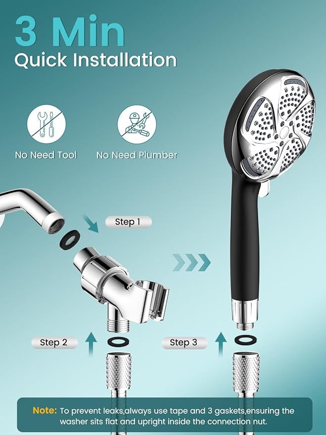 Filtered Shower Head with Handheld, High Pressure 7 Mode, Anti-clog Nozzles, Built-in Power Wash to Clean Tub, Shower Head with Filters for Hard Water, Remove Chlorine - Reduce Dry Itchy Skin