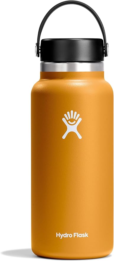 Hydro Flask Water Bottle - Insulated Stainless Steel - Wide Mouth Flex Lid, Non Spill, Leakproof and Refillable in 32 Oz Fossil Brown