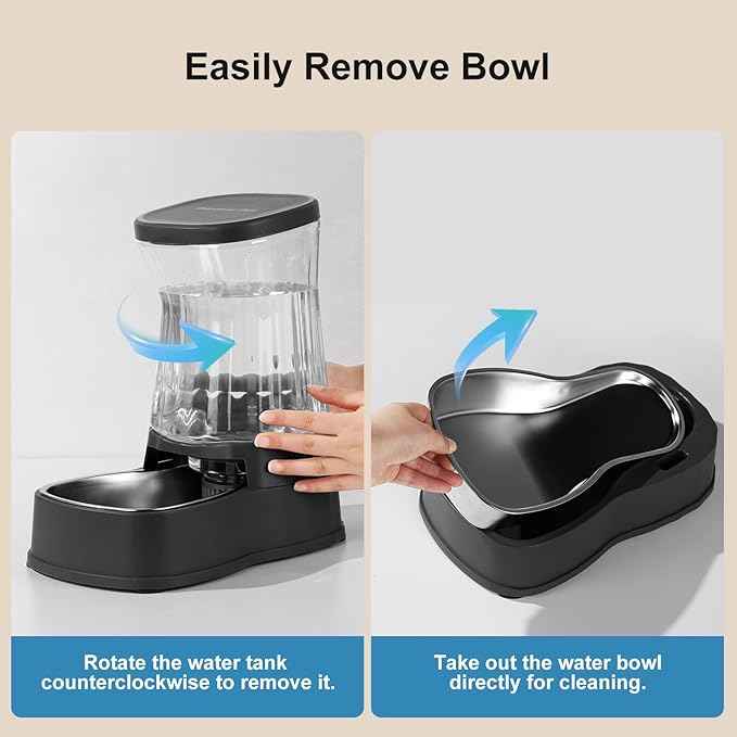 Gardner Pet Automatic Dog Water Dispenser Gravity Stainless Steel Water Waterer Feeder, Large Capacity Water Feeding Bowls for Medium & Large-Sized Dogs Cats Other Pets -(2.1 Gallon)