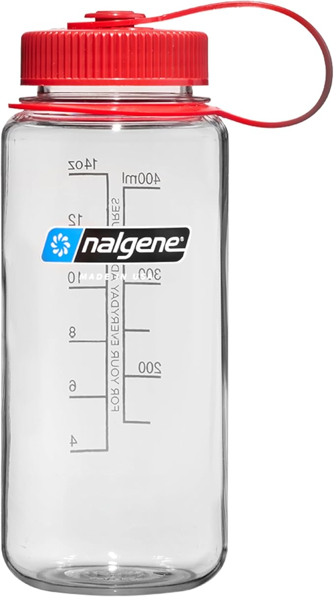 Nalgene 16 oz Wide Mouth Water Bottle | BPA-Free, Durable & Leak Proof, Lightweight Travel Bottle, Fits in Cupholders, Clear