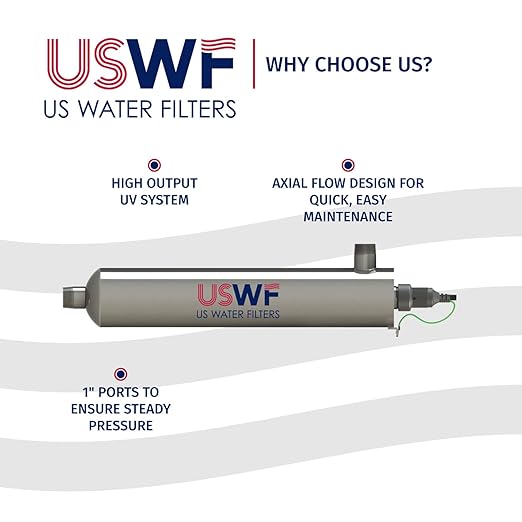 4C101 Ultraviolet Light Water System - 10 GPM, 316L Stainless Steel, 10,000 hr lamp Life, 1" MNPT, 120V