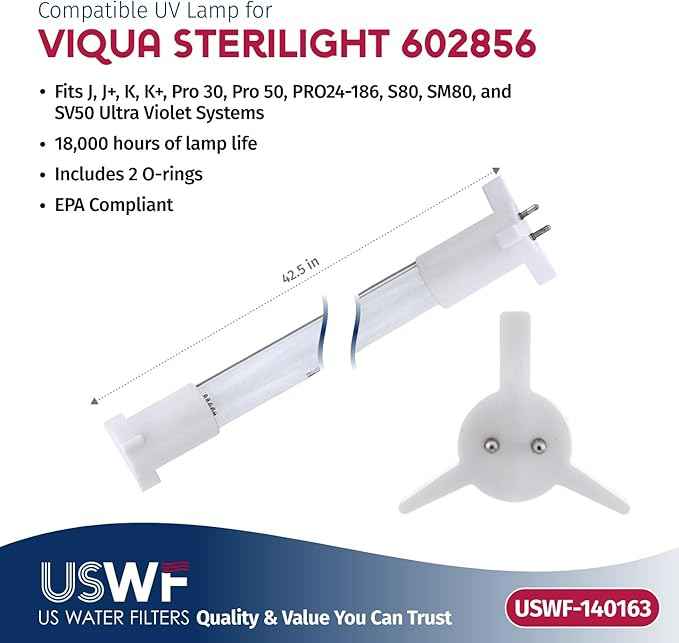 602856 Replacement UV Lamp | Fits the VIQUA J/J+/K/K+, Pro 30, Pro 50, S80, SM80, & SV50 Series UV Systems | Made in the USA
