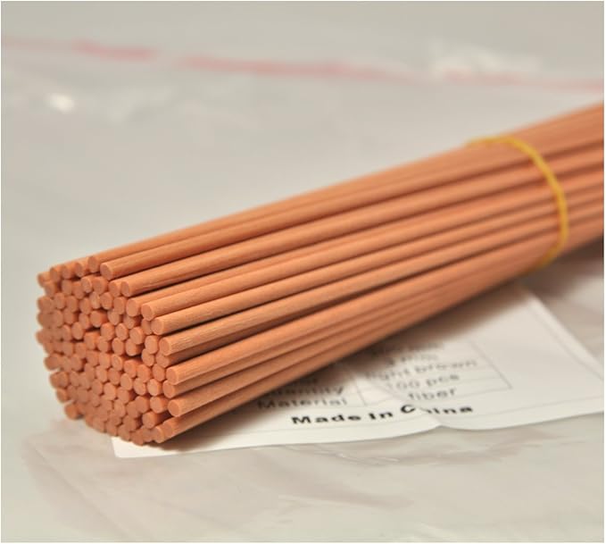100 Pieces Fiber Reed Diffuser Replacement Refill Sticks (8" x 3mm, Light Brown) - AquaVibe