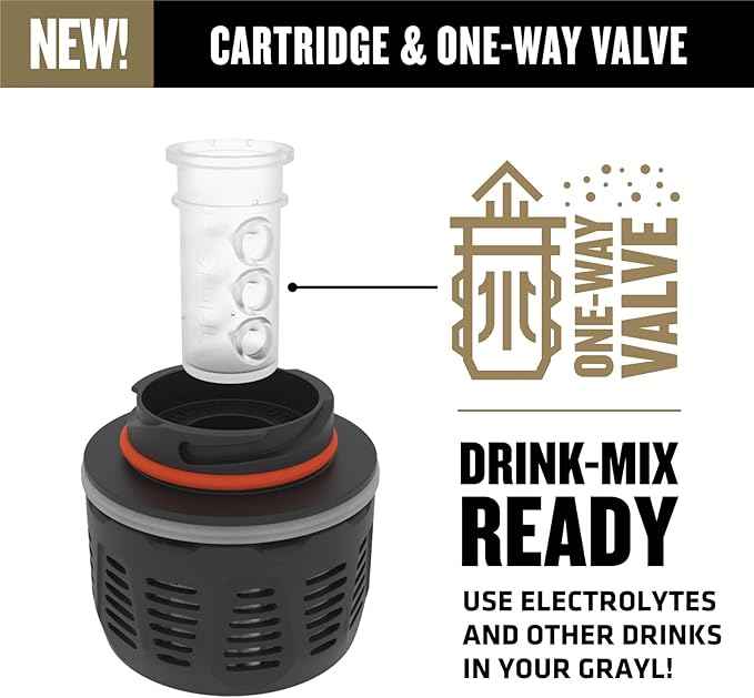 GRAYL GeoPress One-Way Drink Mix Valve - for Electolytes, Mixes, and Flavored Drinks