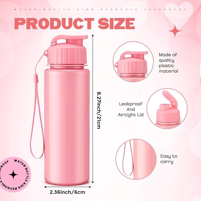 Mifoci 20 Pieces Water Bottle Bulk 17 oz Plastic Water Bottles Bulk Gym Sports Adults Reusable Large Bottles with Leak Proof Flip Top for Party Outdoor(Regular Style,Solid Pink)