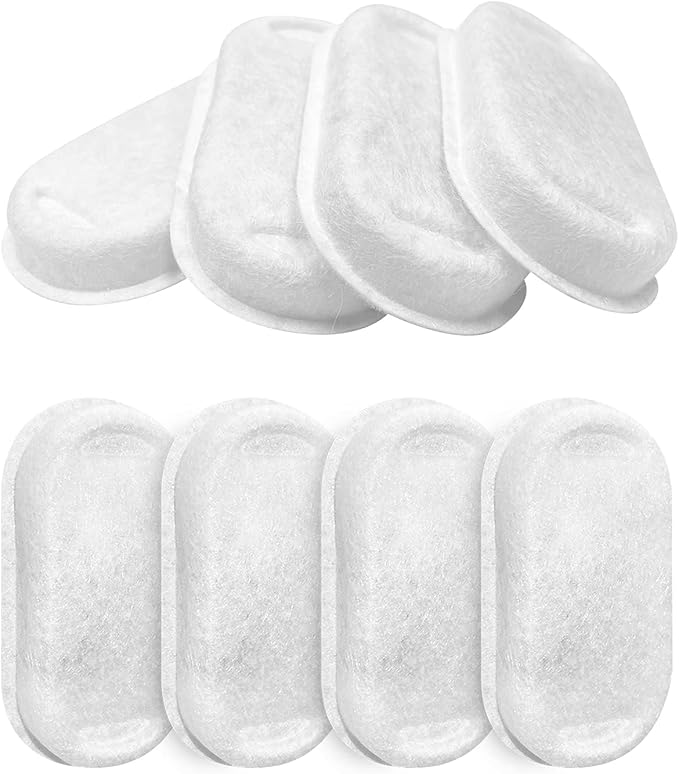 Official Replacement Filters for Tomxcute Cat Water Fountain 108oz/3.2L and 135oz/4.0L, 8 Pack Filters & 8 Sponges Foam Filter