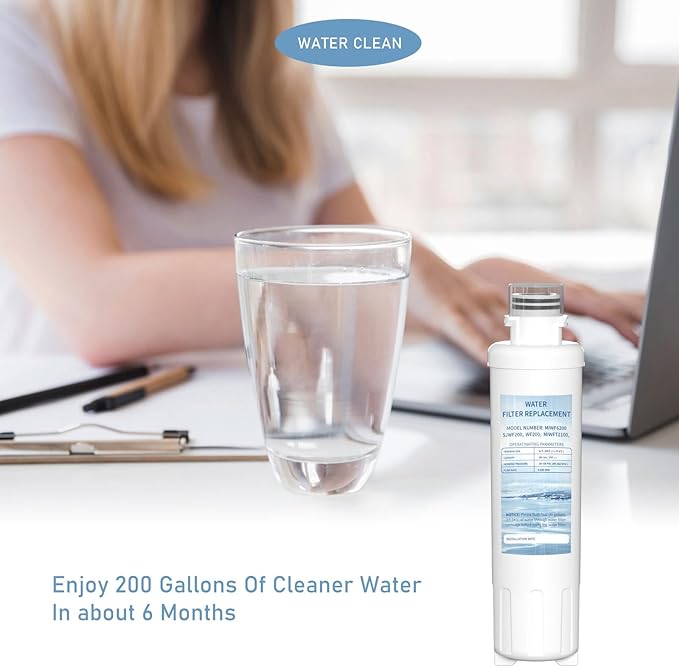 MIWF6200 Twist-in Water Filter Cartridge, Compatible with Midea MRS26D5AST, MF-2008-R2, Sharp SJWF200, SJG2254FS, Thor Kitchen WF200, Zline MIWFT2100, RFM-W-36 Models, 200 Gallon, 1 Pack