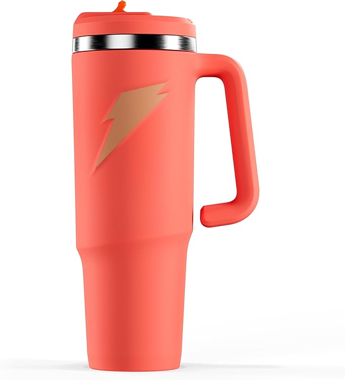 Gatorade Crossover Stainless Steel Tumbler Water Bottle, Coral, Double-Wall Insulation, 36 fl oz
