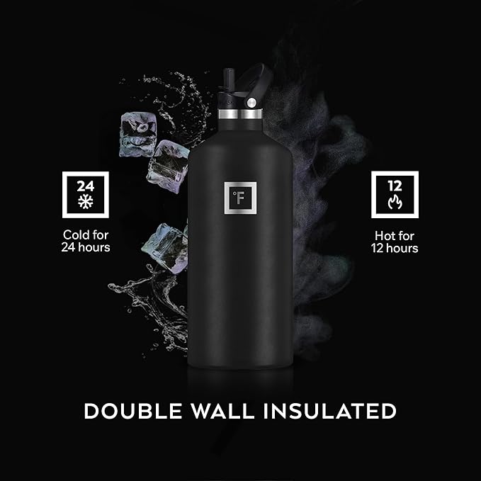 IRON °FLASK Camping & Hiking Hydration Flask with Straw, BPA-Free Insulated Stainless Steel Sports Water Bottle - 64 oz Cotton Candy