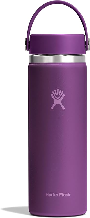 Hydro Flask Water Bottle - Insulated Stainless Steel - Wide Mouth Flex Lid, Non Spill, Leakproof and Refillable in 20 Oz Beachplum Purple
