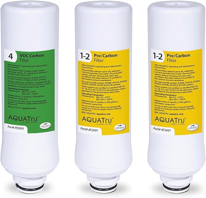 AquaTru Classic Replacement Filters for AQUA TRU Classic Countertop Reverse Osmosis Water Purifier (AquaTru Classic/Classic Smart & Undersink Replacement FIlter One Year Combo Pack (Yellow/Green))