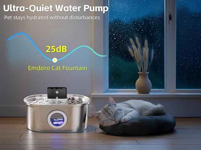 Cat Water Fountain Water Pump - Ultra Quiet Replacement Pump for 3.2L/108oz Cordless Cat Fountain Automatic Pet Water Dispenser