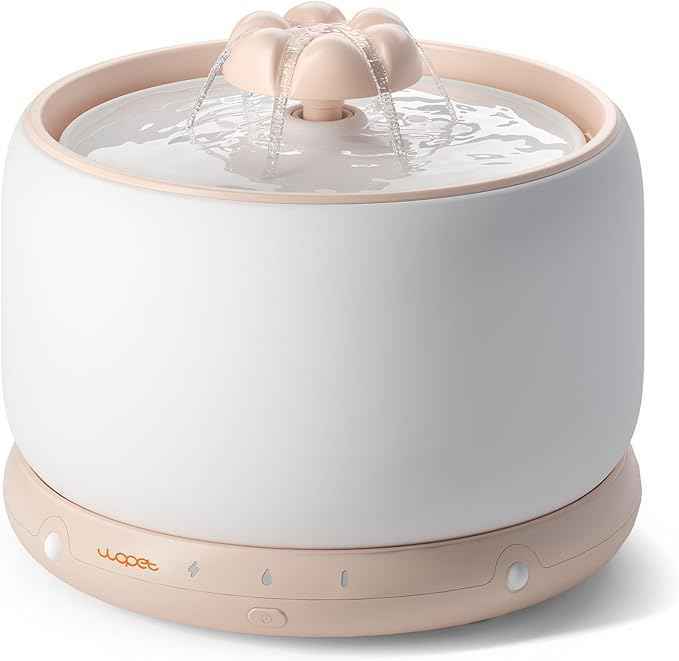 WOPET Wireless Cat Water Fountain, 3L/101oz Ceramic Automatic Pet Water Dispenser for Cats, Battery Operated Cordless Dog Water Fountain with Motion Sensor, Ultra Quiet Wireless Pump, Dishwasher Safe
