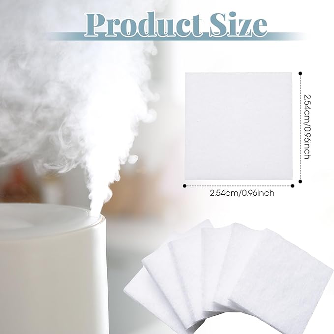 Square Humidifier Essential Oil Pads Unscented Replacement Aroma Diffuser Pads White for Simply Diffusers Humidifier Accessories for Car Room Air (100 Pieces)