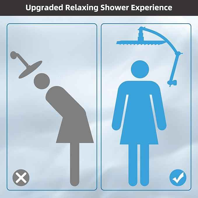 Hibbent All Metal cUPC Certified Rain Shower Head, 12'' High Pressure Rainfall Showerhead with 16" Shower Head Extension Arm, Brass Adjustable Shower Arm Extender, fixed Showerheads, Oil Rubbed Bronze