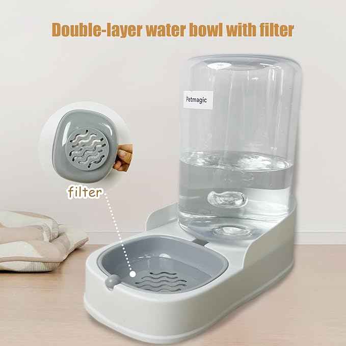 Gravity cat Feeder by Petmagic is a 3.6L Large-Capacity cat Food and Water Bowl Set. This Two-Piece Set is Suitable for pet Feeding, Including Small and Medium-Sized Dogs, Kittens.