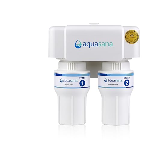 Aquasana Under Sink Water Filter | 2-Stage Filtration | Reduces up to 99.99% of PFAS, Lead, Chlorine, Cysts, & More | Under Counter Drinking Water Filter | AQ-6200-NF
