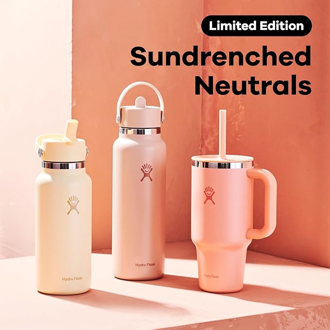 Hydro Flask Travel Tumbler with Handle, Lid and Straw - Insulated Stainless Steel in 40 Oz Seacliff