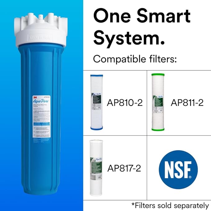 3M Aqua-Pure AP800 Series Whole House Filter Housing AP802B, 5639202, Large Diameter, Blue Sump, 20 in, 1' NPT