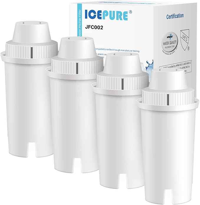 ICEPURE Pitcher Water Filter Replacement for Brita® Standard Water Filter, Brita® Pitchers and Dispensers,Classic OB03, Everyday, UltraMax, Metro+, XL, Mavea® 107007 35557 and More NSF Certified 4PACK