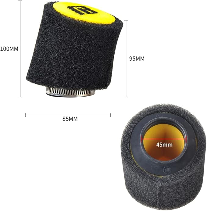 NIBBI Foam Air Filter,Universal Motorcycle 45mm Replacement High Performance Air Filter Intake Cleaner For Go Kart Moped Pit Dirt Bike Parts Motorbike