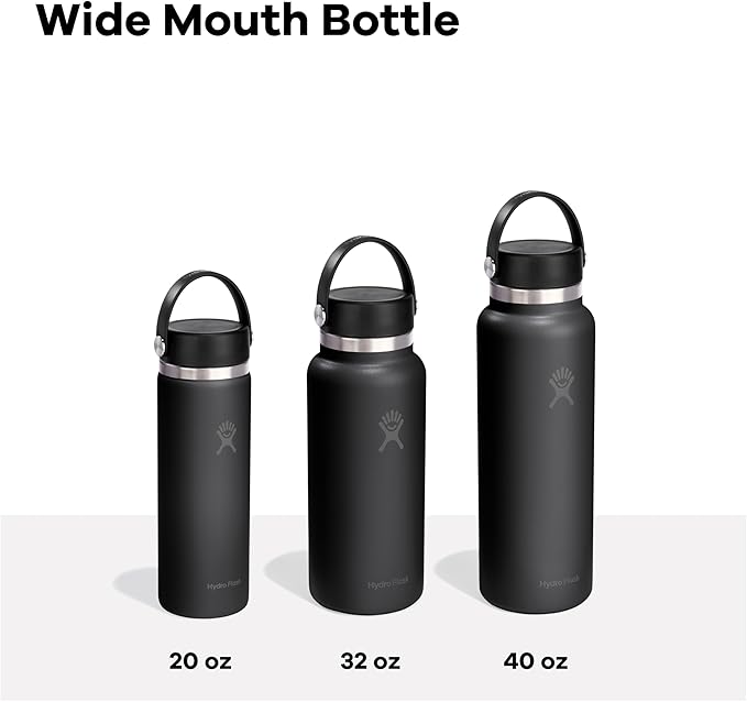 Hydro Flask Water Bottle - Insulated Stainless Steel - Wide Mouth Flex Lid, Non Spill, Leakproof and Refillable in 20 Oz Capri Blue