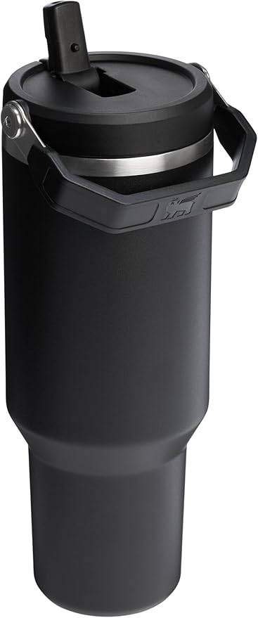 STANLEY IceFlow 2.0 Flip Straw Tumbler with Handle 40 oz | Twist On Lid and Flip Up Straw | Leak Resistant Water Bottle | Insulated Stainless Steel | BPA-Free | Black 2.0
