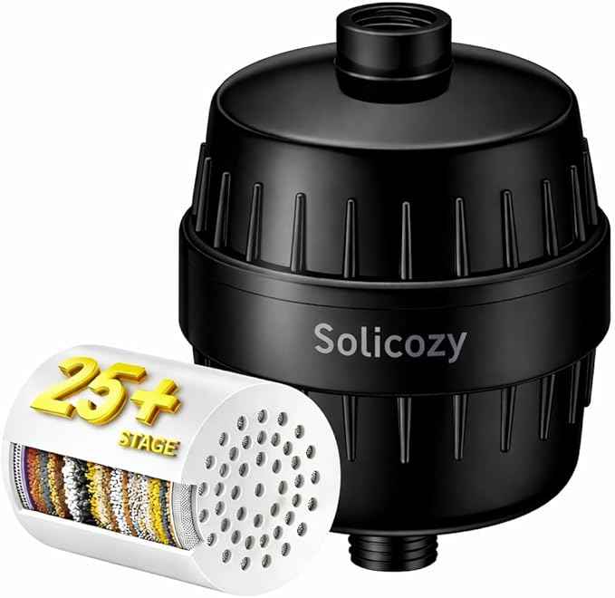 Next-Gen Shower Filter - SoliCozy Shower Water Filter, Water Softener Shower Head Filter, Reduces Dry Itchy Skin, Dandruff, Eczema, and Dramatically Improves The Condition of Your Skin, Hair and Nails