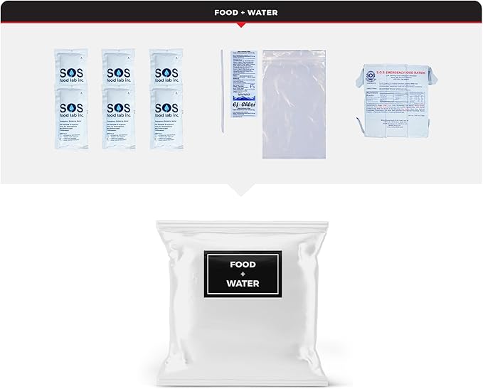 4 Person Necessity Survival Kit, Bucket and Lid, Closeable Toilet Seat Lid, Classroom Lockdown Kit, Office Emergency Kit, Food and Water Plus Survival Tools and Supplies