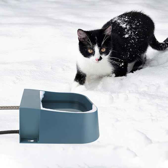 NAMSAN Automatic Water Dispenser for Dogs with Heater, Outdoor and Indoor, 2L Heated Water Bowl, Heated Watering Trough for Cats Chickens Rabbits Birds Bath Auto-Fill