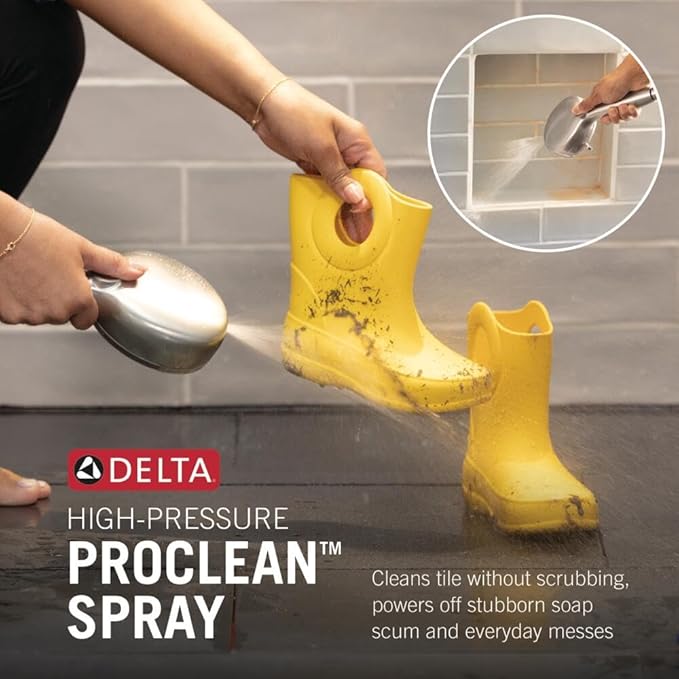 Delta 5-Setting In2ition 2-in-1 Dual Shower Head with Handheld High Pressure ProClean Spray, Chrome Detachable Shower Head with Hose, 1.75 GPM Flow Rate, Chrome 58596-PK