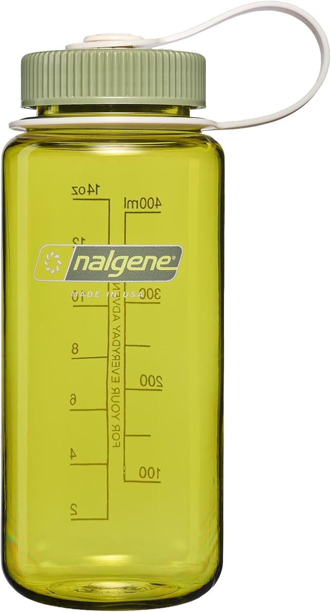 Nalgene 16 oz Wide Mouth Water Bottle | BPA-Free, Durable & Leak Proof, Lightweight, Fits In Cupholders – Thrill & Motion, Endive w/Oil Green
