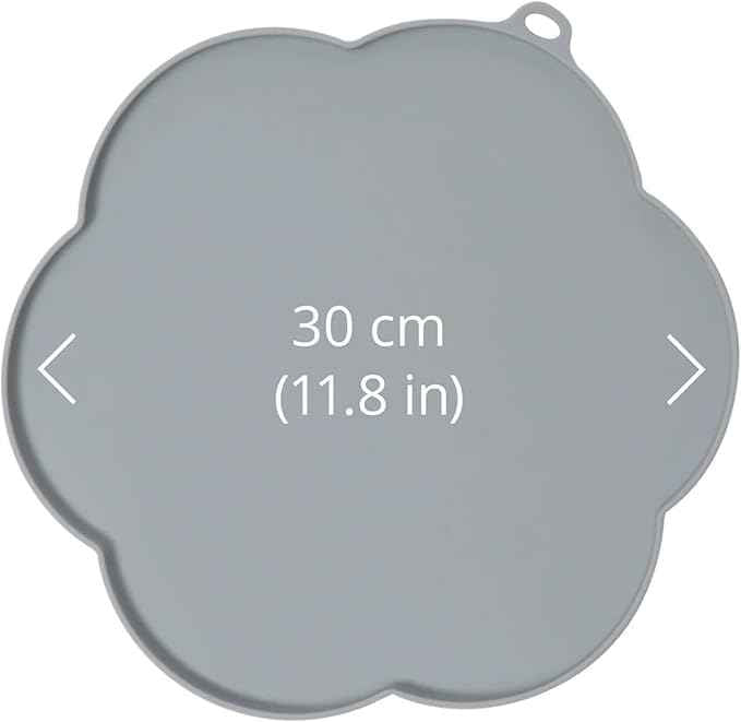 Catit Flower Shape Cat Placemat, Gray, diameter 11.8in