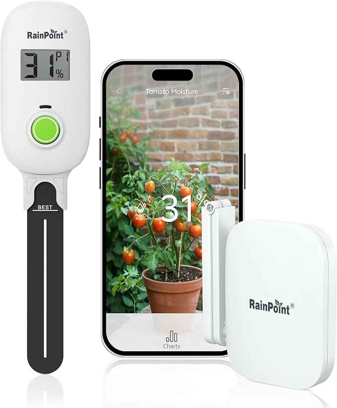 RAINPOINT Smart Digital Wireless Plant Moisture Meter Houseplants Indoor WiFi Hub Kit with Low/High Moisture Alert,Real-time Monitor Hygrometer Sensor Outdoor Gardening Push Notification&Email - AquaVibe