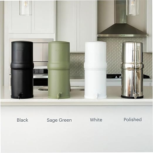 Boroux Legacy Gravity-Fed Countertop Stainless Steel Water Filter System | 3 Gallons with 2 Authentic Black Foundation. Filters | Sage