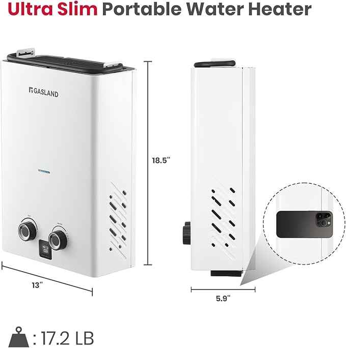 GASLAND Goshower 2.64GPM Outdoor Propane Tankless Water Heater 10L, Compact Portable Hot Water heater with Pump & Pipe Strainer for Off Grid, Portable Camping Water Heater, 68,000 BTU, G10 Pro