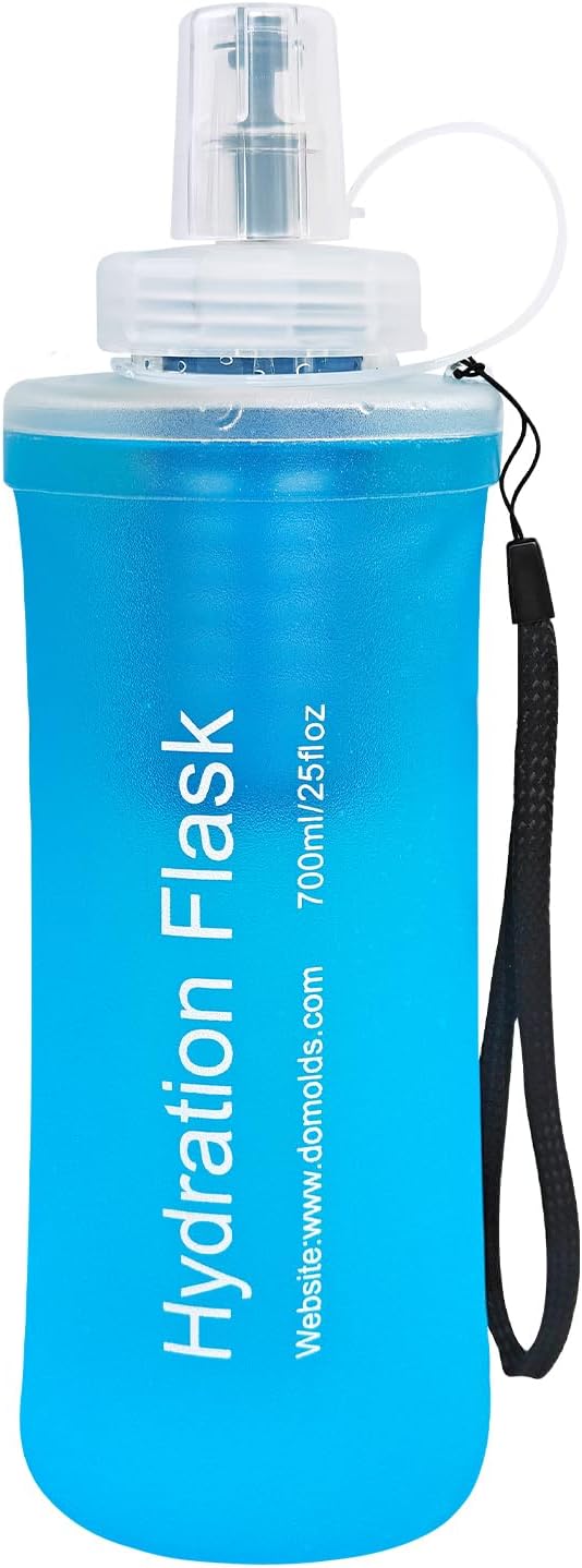 700ML Soft Flask with Water Filter for Hiking, Camping & Travel - Collapsible TPU Water Bottle, 0.1 Micrometer Hollow Fiber Membrane for Clearer, Better Tasting Outdoor Water(Blue)