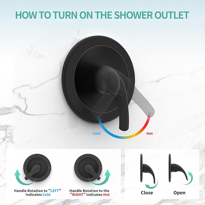 SR SUN RISE 35-Spray Shower Faucet 3-Way Combo Shower Head and Hand Held Shower Separately or Together, Single-Handle Tub and Shower Trim Kit, Oil Rubbed Bronze (Valve Include）