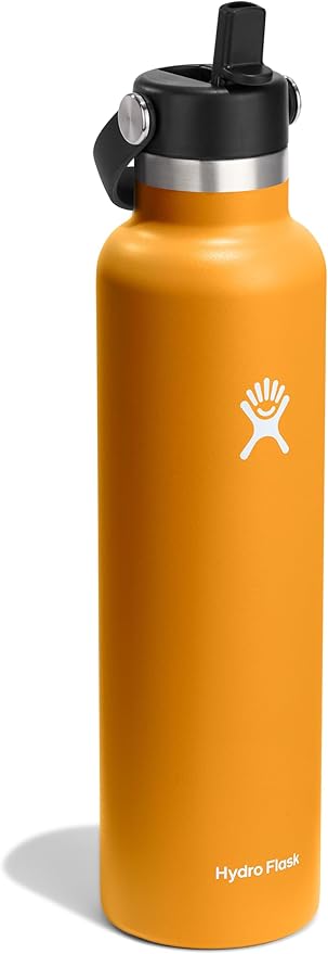Hydro Flask Water Bottle - Insulated Stainless Steel - Straw Lid, Non Spill, Leakproof 24 Oz Fossil Brown