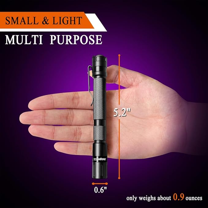 UV Flashlight 2 Pack Ultraviolet, 395nm Mini Penlight Portable and Compact Black Light for Pet Urine and Stain Detection, Hotel Cleaning, ID Check, Handheld Detector