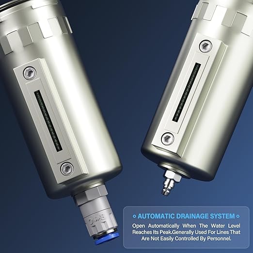 TAILONZ PNEUMATIC 0-240 PSI 1/2 Inch NPT Industrial Grade 4-Stage Air Drying System, Particulate Filter, Dual Desiccant Dryer, 5 Micron & 0.01 Micron Filtration (Auto Drain) - AquaVibe