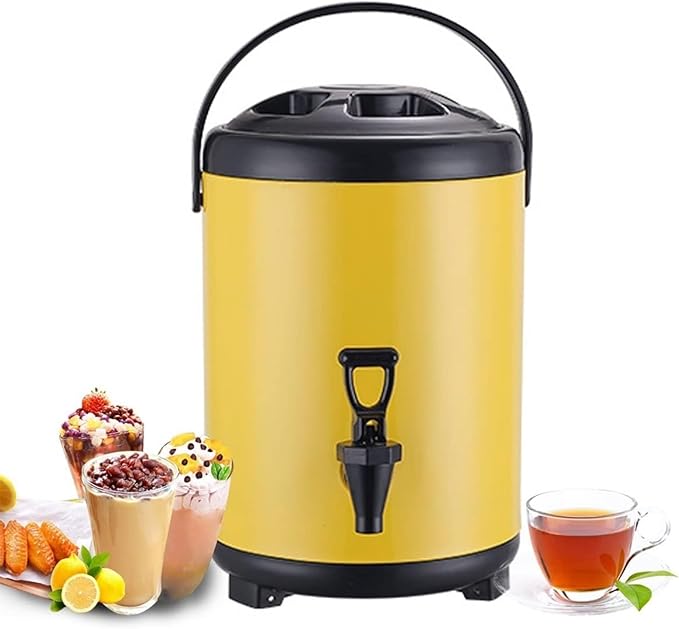 Urn Boiler Hot and Cold Water Dispenser Stainless Steel Tea Hot Water Bottle with Faucet Portable Handle Large Capacity Sealing (E 10L)