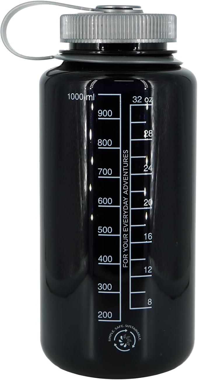 Nalgene BPA-Free Recycled Reusable Water Bottle for Backpacking, Hiking, Gym - 32 oz Shatterproof, Odyssey Large Logo