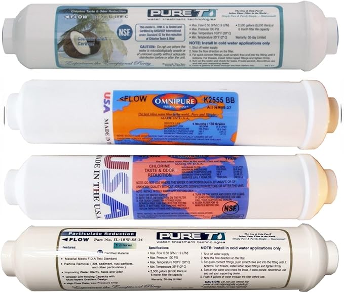 4 Filter Inline Set for 5-stage Universal Countertop RO Reverse Osmosis System