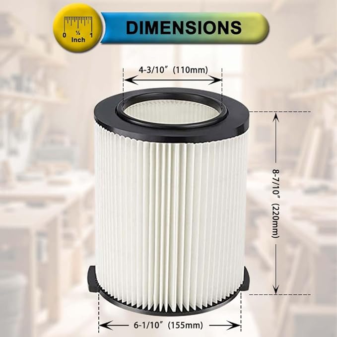 2 Pack VF4000 Filter Replacement for Rigid Shop Vac Filter, Standard Wet/Dry Vac Filter 72947, compatible with RIDGID most 5-20 Gallon and Husky 6-9 Gallon Vacuums, with 4 Pack Filter Covers - AquaVibe