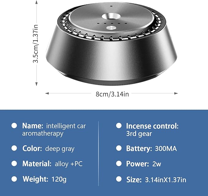 Wireless Car Aromatherapy Diffuser – Ultrasonic Nano Mist, 3-Speed Control, Rechargeable Humidifier & Air Freshener, Alloy PC Design (1, Machine + 1 Oil)