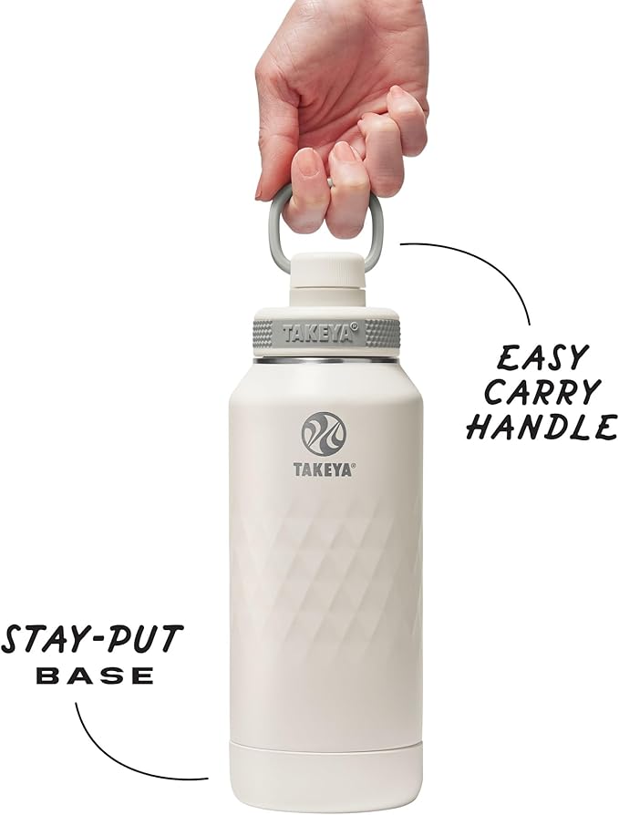 Takeya Sport 32 oz Triple-Insulated Stainless Steel Water Bottle, Spout Lid – Leakproof, Sweatproof, BPA-Free, Keeps Drinks Cold 36 Hrs, Hot 14 Hrs – Alpine